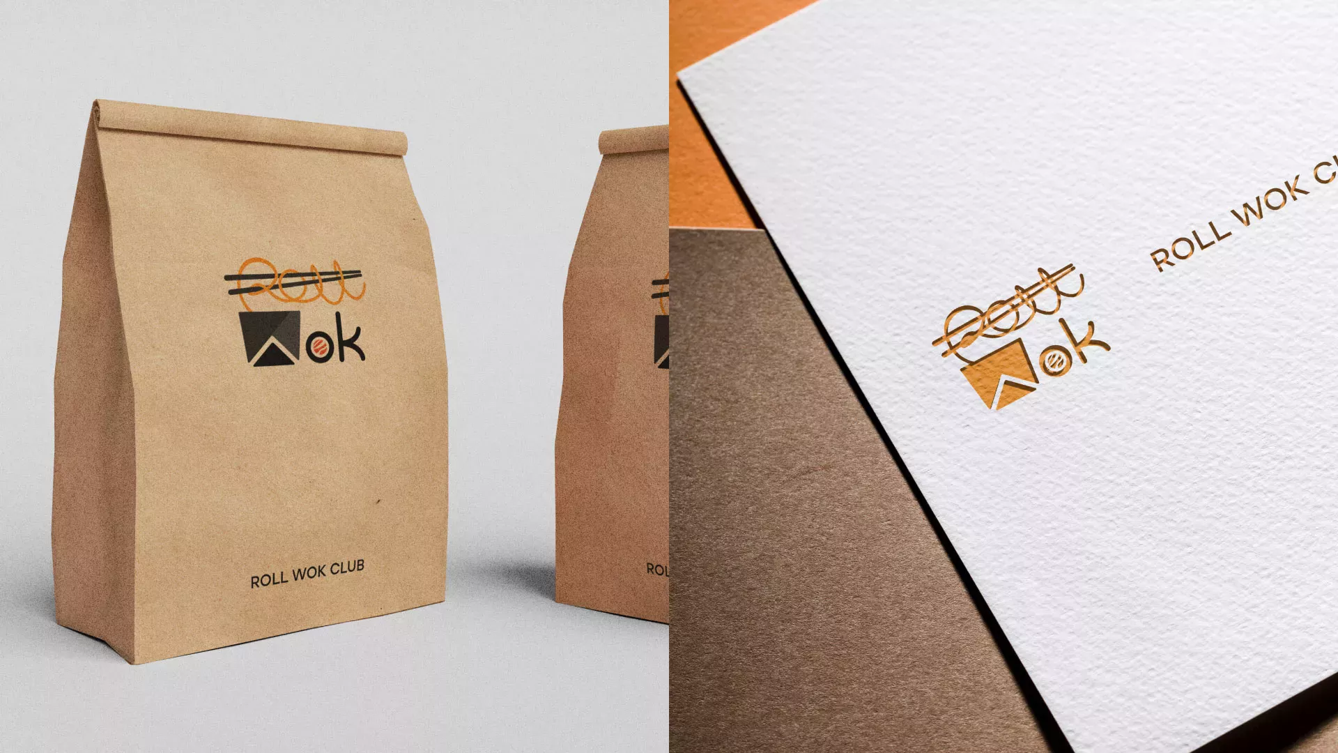 Разработка логотипа суши-бара «Roll Wok Club» в Пересвете