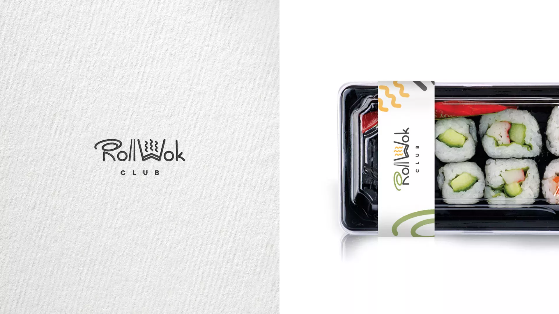 Разработка наклеек для суши-бара «Roll Wok Club» в Пересвете